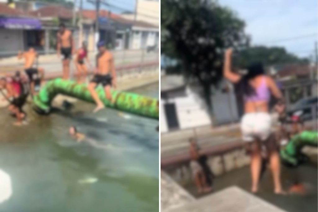 Jovens realizam saltos perigosos em canal de Santos, vídeo viraliza